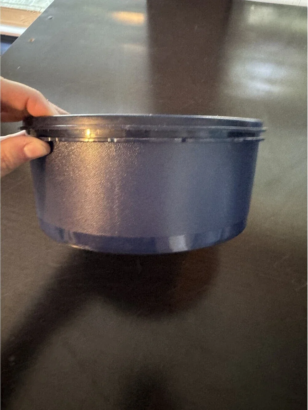 Tupperware SERVALIER STACKING COOKIE/SNACK CANISTER Dark Blue ~ 7.5 Cups